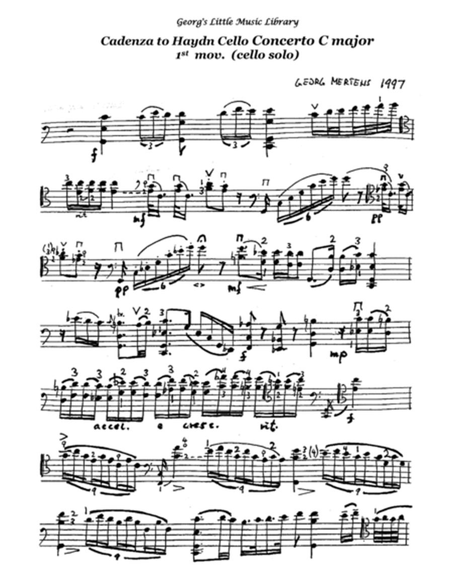 Haydn Cadenzas to Cello Concerto C major