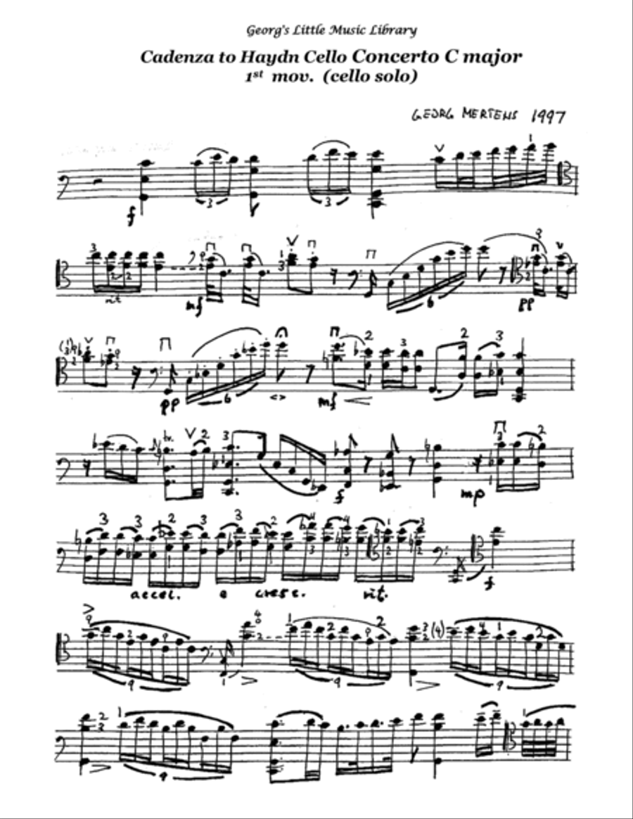 Haydn Cadenzas to Cello Concerto C major String Orchestra scores gallery preview page 4