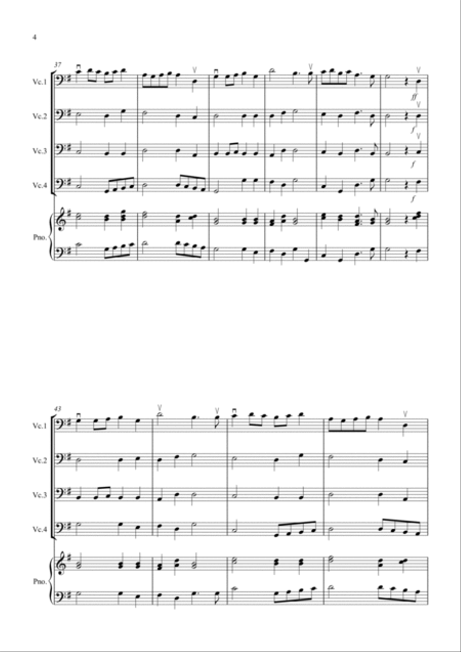 2 Classical Favourites for Cello Quartet (volume three) Cello scores gallery preview page 4