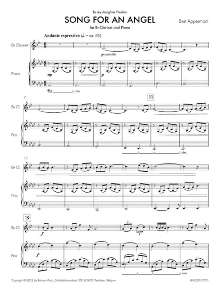 Song for an Angel B-Flat Clarinet scores gallery preview page 3