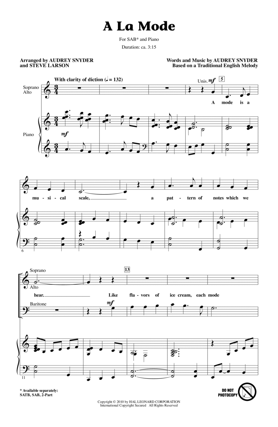 A La Mode A La Mode 3-Part scores gallery preview page 1