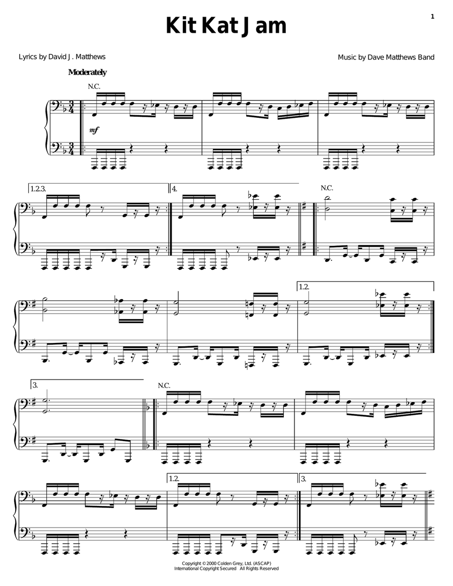 Kit Kat Jam Piano Solo scores gallery preview page 1