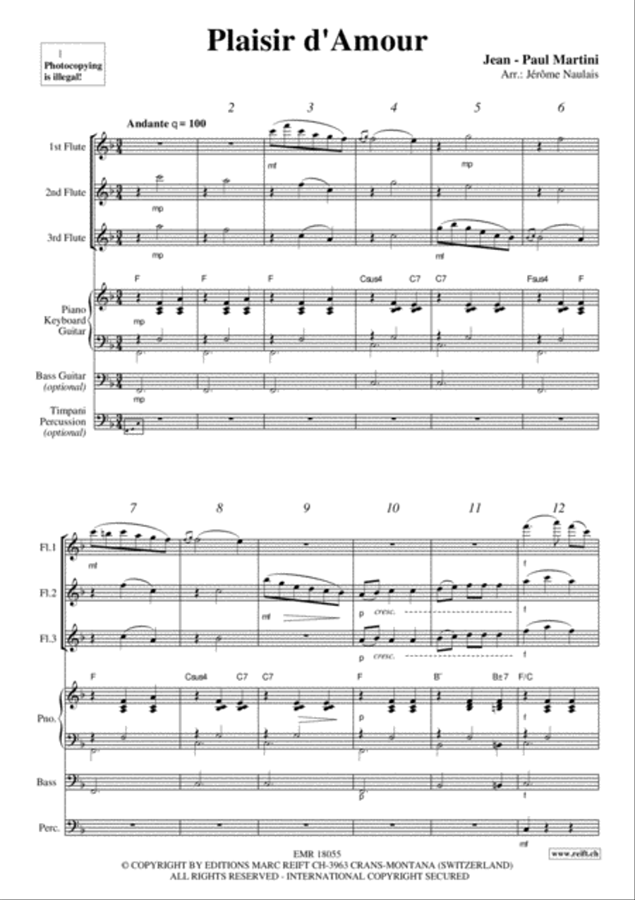 Plaisir d'Amour Flute scores gallery preview page 3
