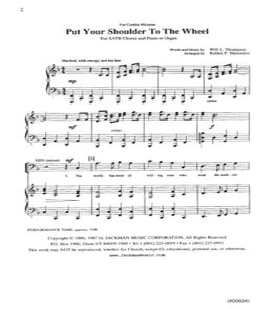 Put Your Shoulder to the Wheel - SATB 4-Part scores gallery preview page 2