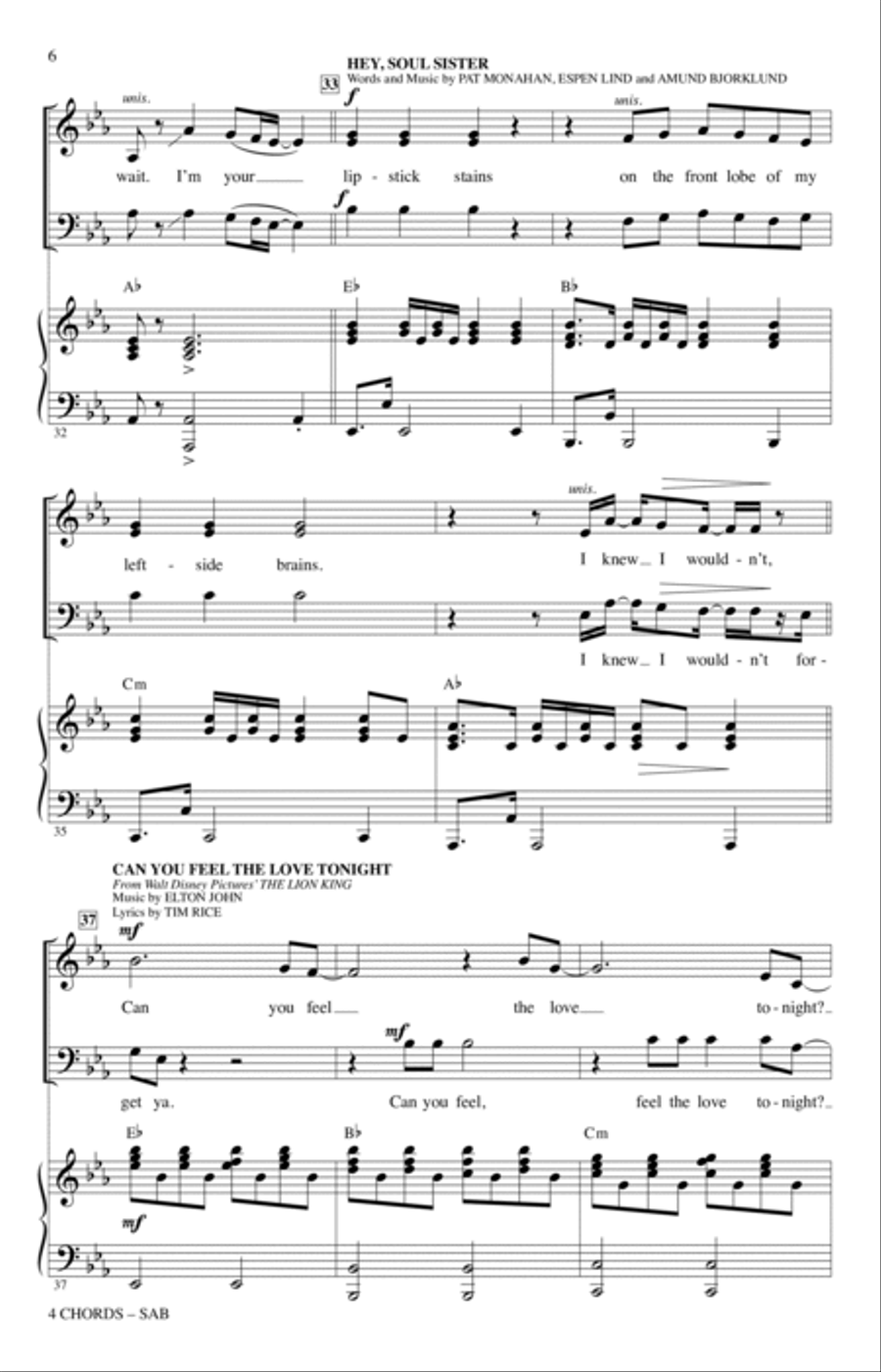 4 Chords (A Choral Medley) 3-Part scores gallery preview page 5