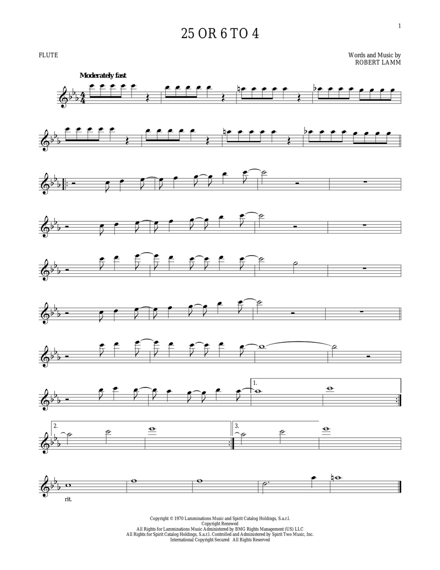 25 Or 6 To 4 25 Or 6 To 4 Flute Solo scores gallery preview page 1