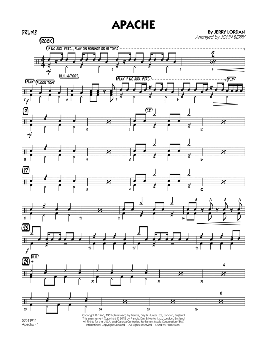 Apache - Drums Jazz Ensemble scores gallery preview page 1
