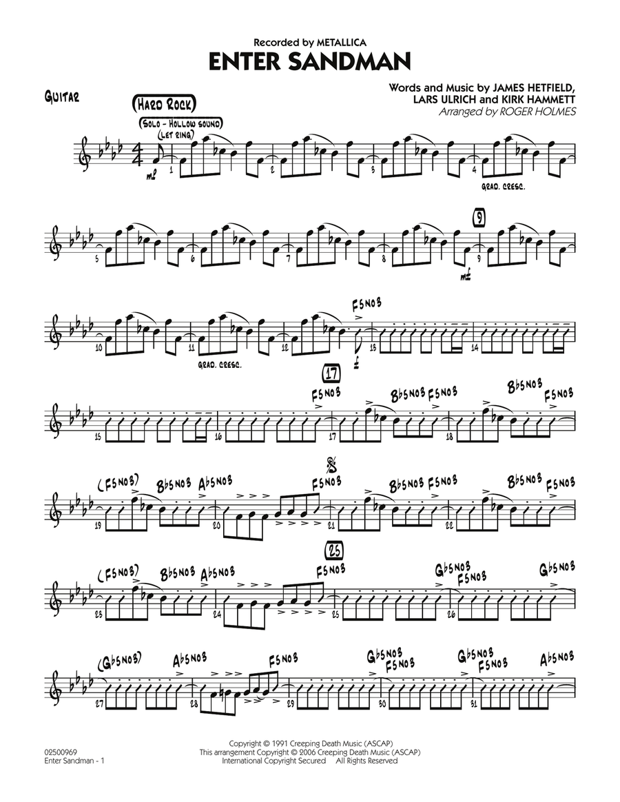 Enter Sandman - Guitar Part scores gallery preview page 1