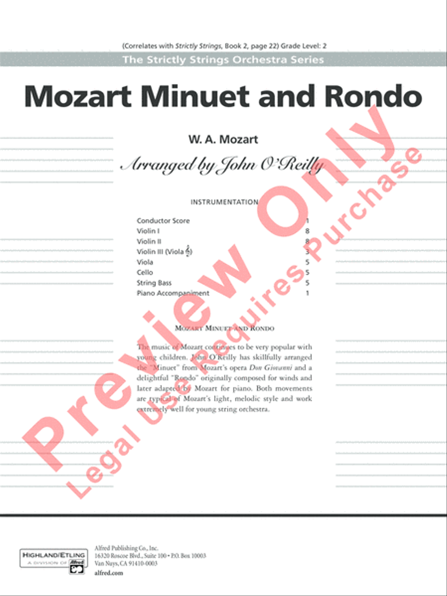 Mozart Minuet and Rondo String Orchestra scores gallery preview page 2