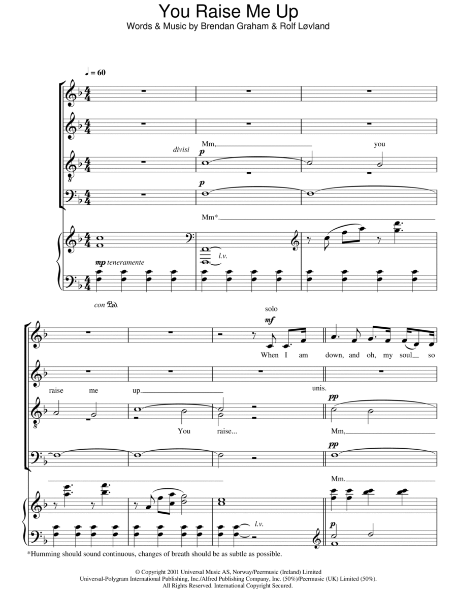 You Raise Me Up 4-Part scores gallery preview page 1