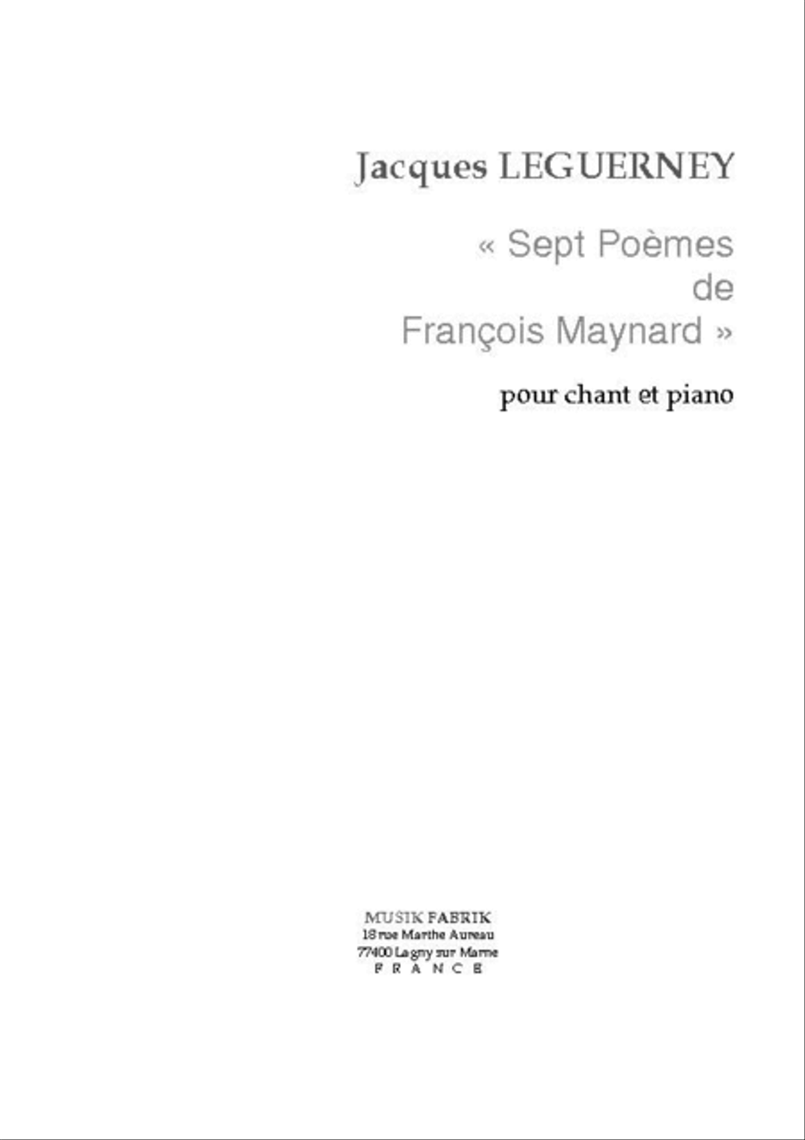 Sept Poemes de Francois Mayard Voice scores gallery preview page 1