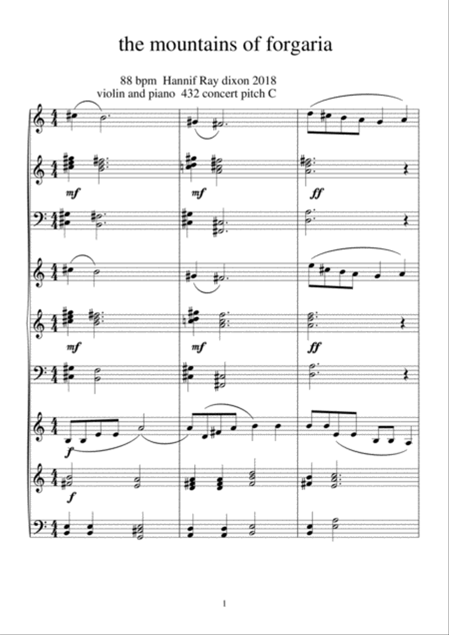 The mountain of forgaria Violin Solo scores gallery preview page 1