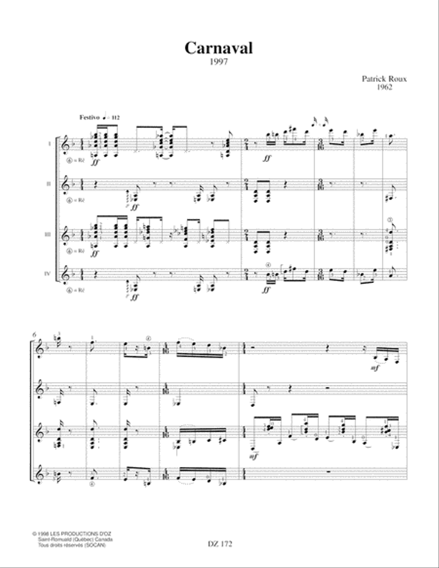 Carnaval Guitar Ensemble scores gallery preview page 4