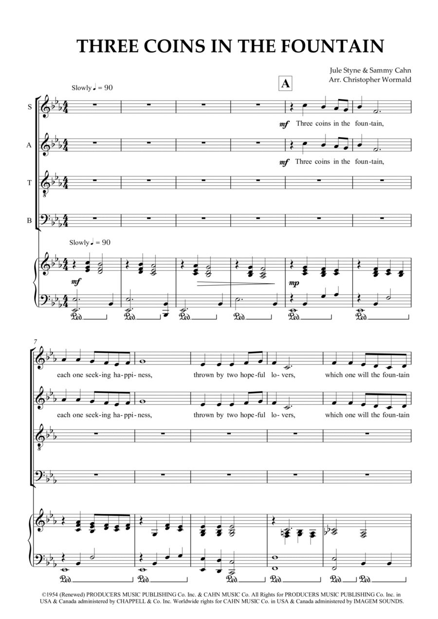 Three Coins In The Fountain 4-Part scores gallery preview page 1