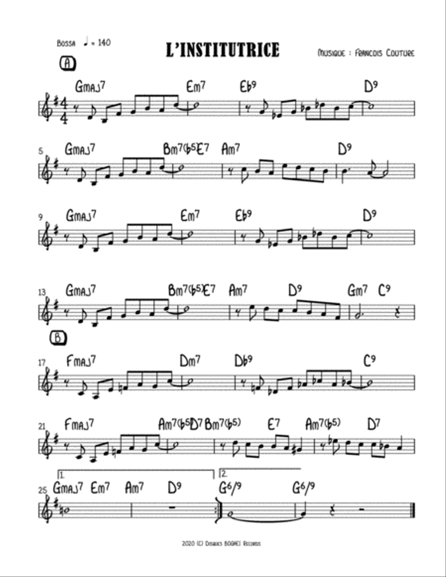 L'INSTITUTRICE Piano - Digital Sheet Music