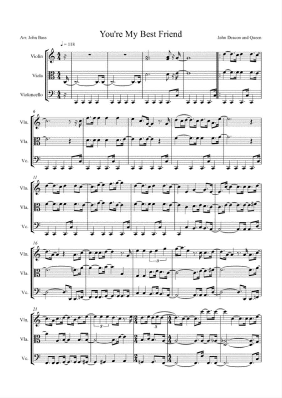 You're My Best Friend You're My Best Friend String Trio scores gallery preview page 1