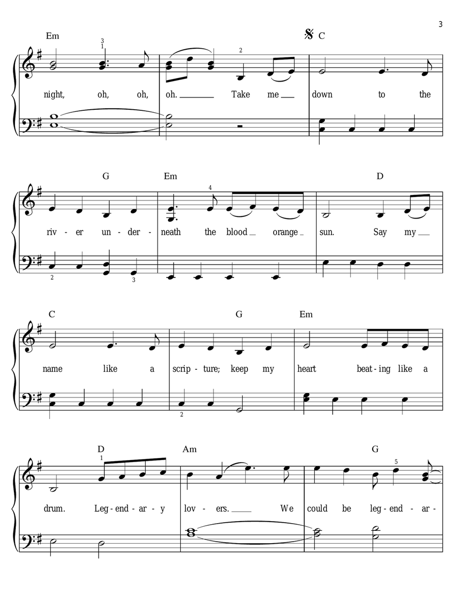 Legendary Lovers Easy Piano scores gallery preview page 3