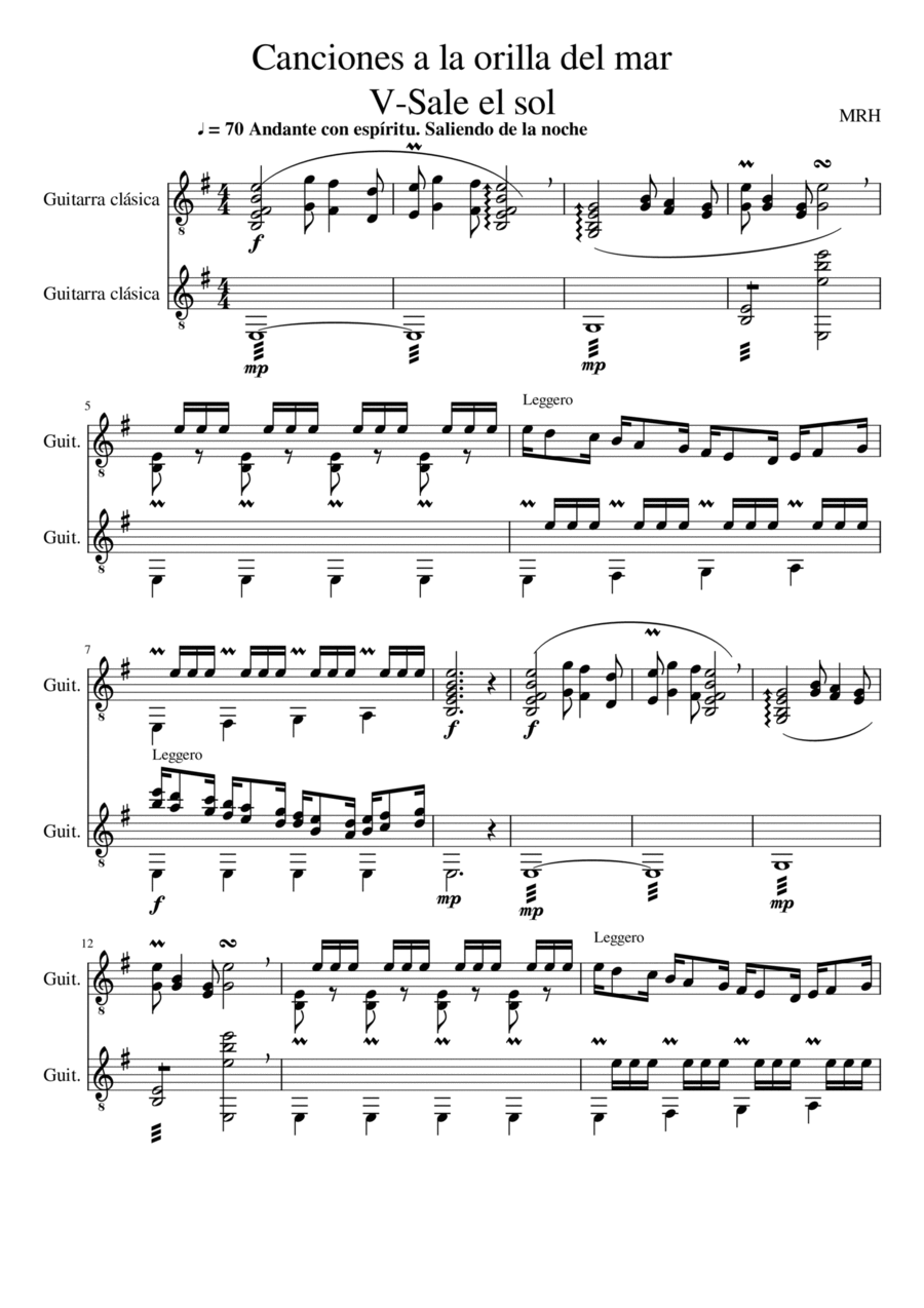 A orillas del mar de Canarias: V-Sale el sol Acoustic Guitar scores gallery preview page 1