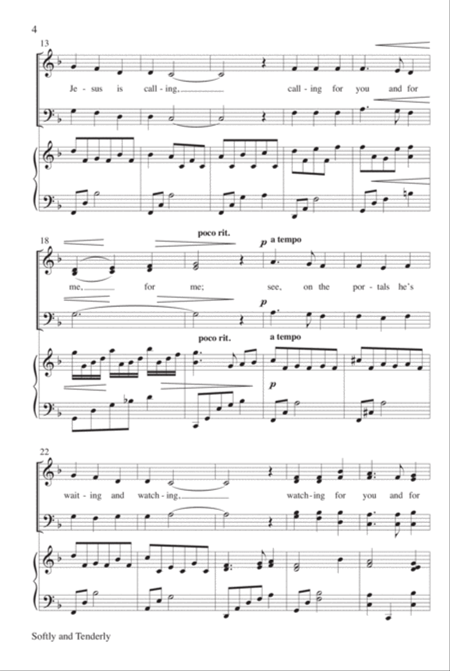 Softly and Tenderly 4-Part scores gallery preview page 4