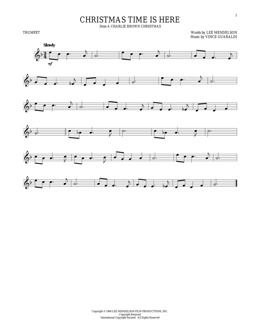 Christmas Time Is Here Trumpet Solo scores gallery preview page 1