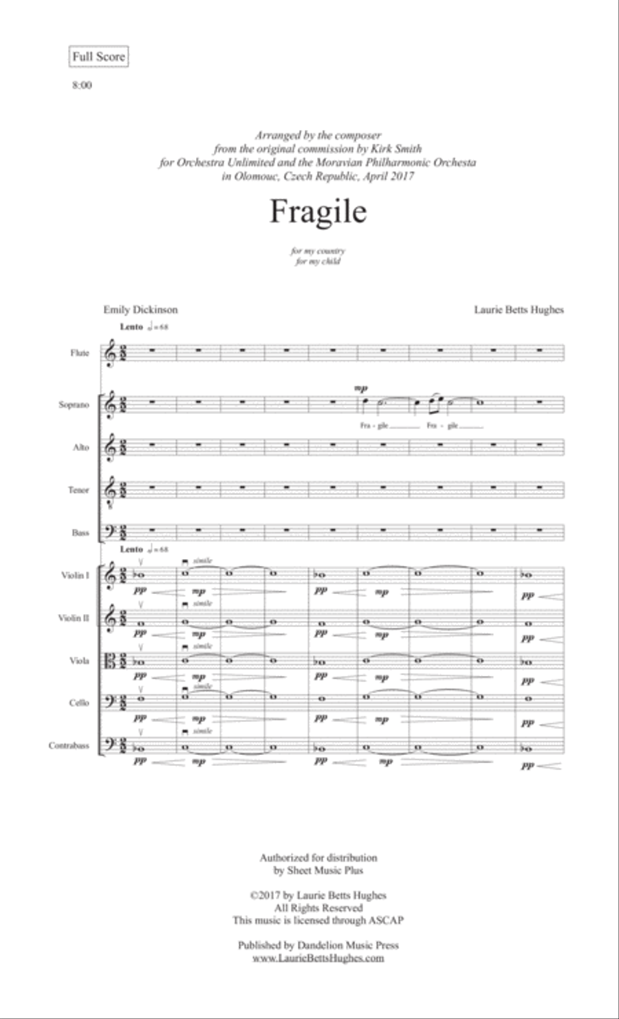 Fragile [SATB Choir, Flute, and String Orchestra] 4-Part scores gallery preview page 3