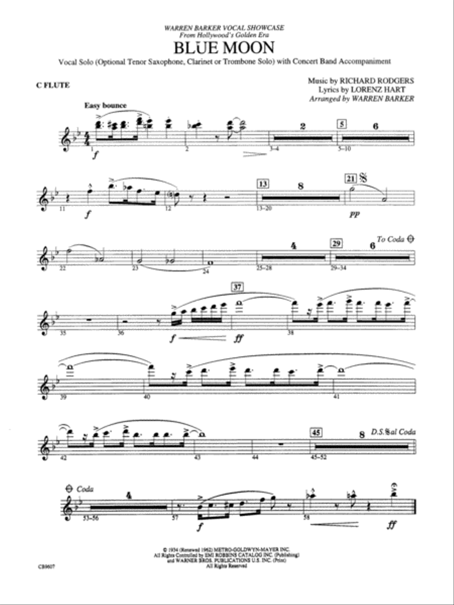 Blue Moon: Flute Blue Moon: Flute Concert Band scores gallery preview page 1