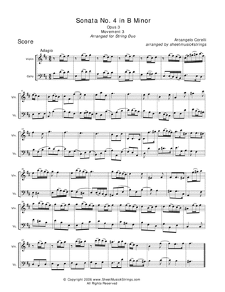 Book cover for Corelli, A. - Sonata No. 4 (Mvt. 3) for Violin and Cello