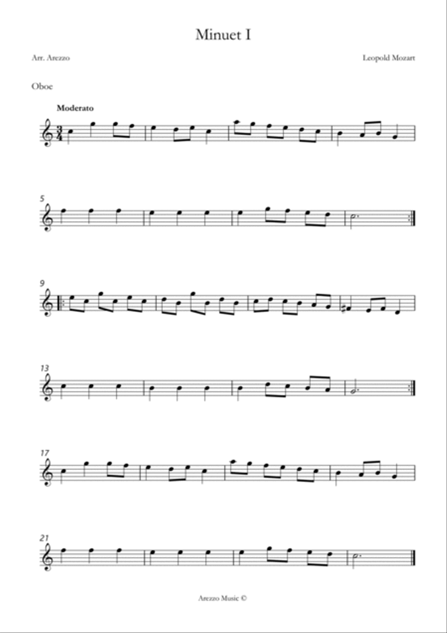 leopold mozart notebook for wolfgang minuet I Oboe and Cello sheet music Chamber Music scores gallery preview page 2