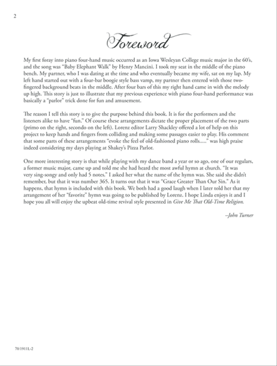 Give Me That Old-Time Religion (Digital Delivery) Piano Duet scores gallery preview page 2