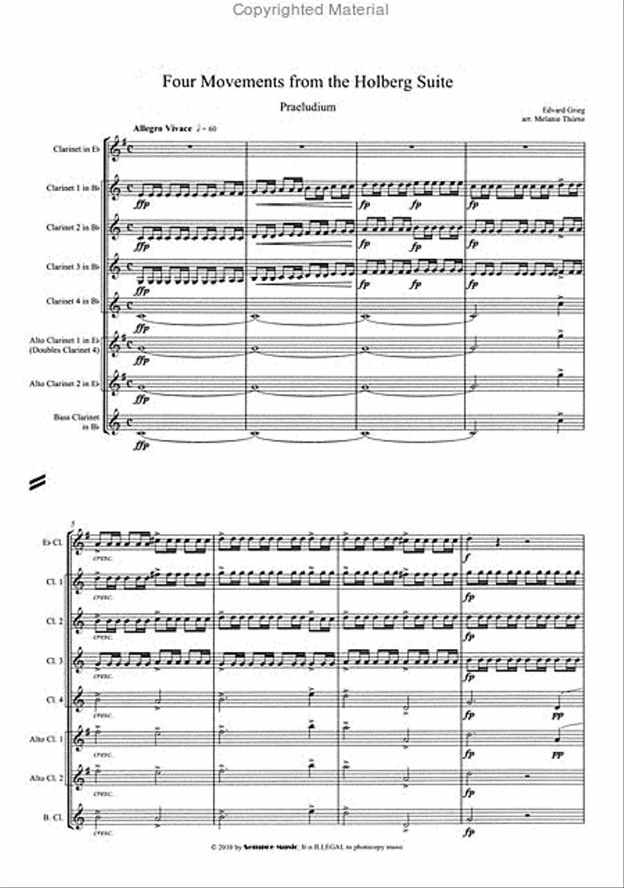Four Movements From The Holberg Suite Clarinet Quartet scores gallery preview page 2