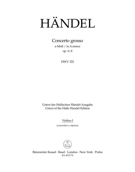 Concerto grosso a minor, Op. 6/4 HWV 322