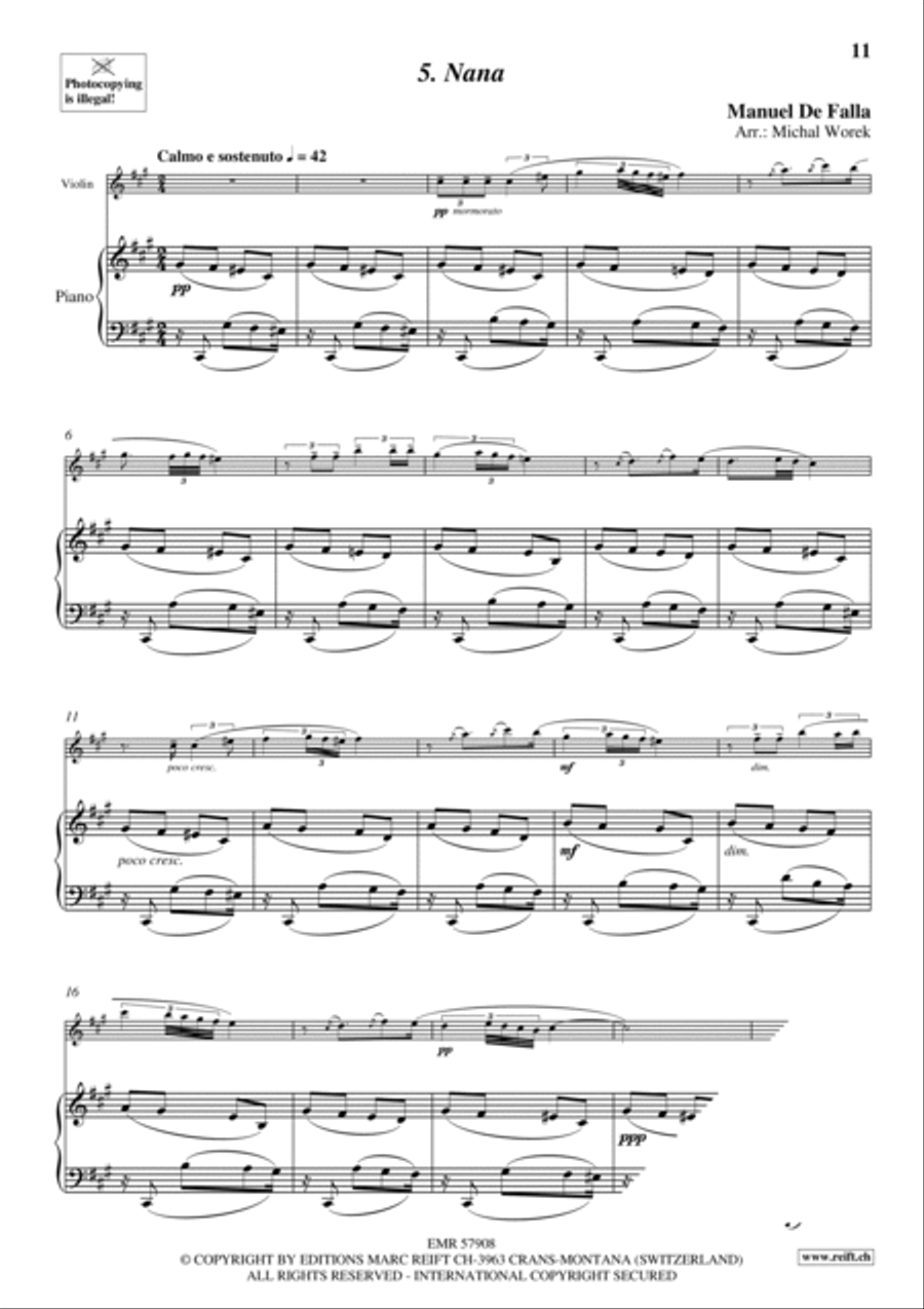7 Popular Spanish Songs Violin Solo scores gallery preview page 8