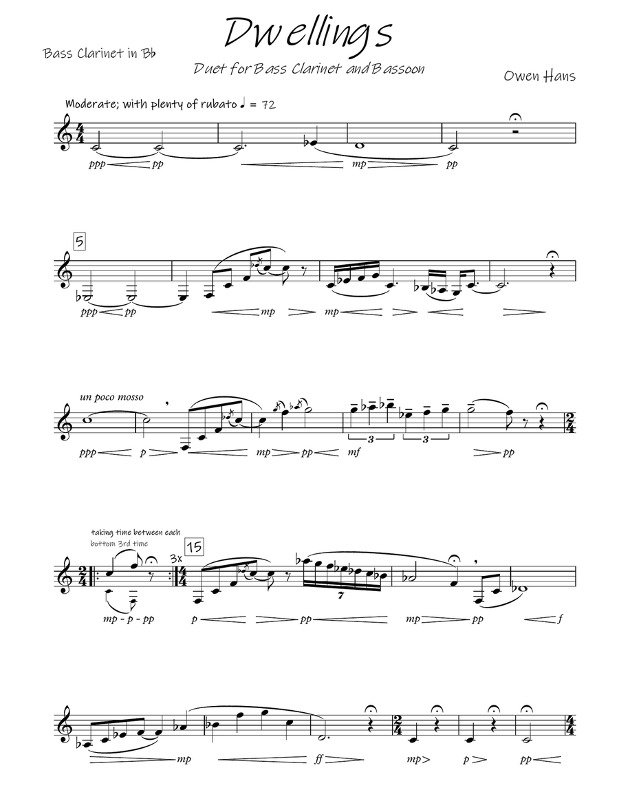 Dwellings - Bass Clarinet and Bassoon Duet Woodwind Duet scores gallery preview page 6