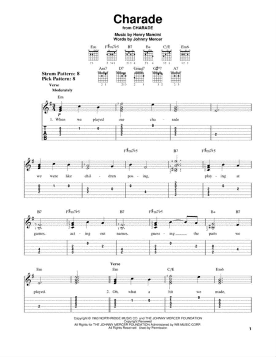 Charade Electric Guitar scores gallery preview page 1