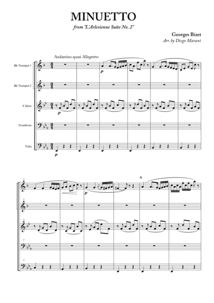 Minuetto from "L'Arlesienne Suite No. 2" for Brass Quintet image number null