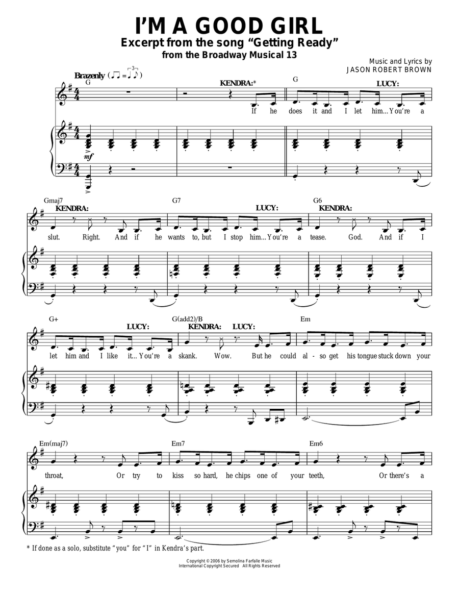 I'm A Good Girl Piano, Vocal scores gallery preview page 1