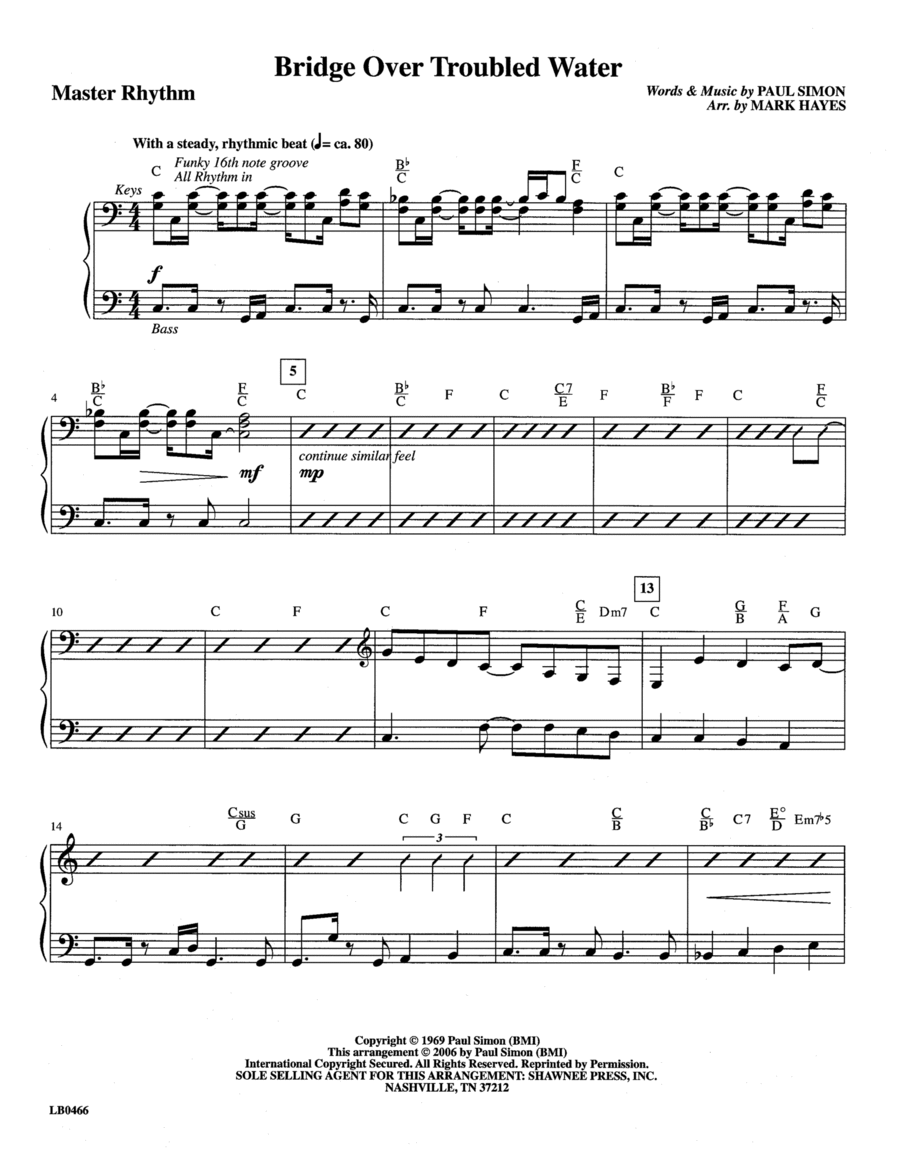 Bridge Over Troubled Water (arr. Mark Hayes) - Master Rhythm Choir scores gallery preview page 1