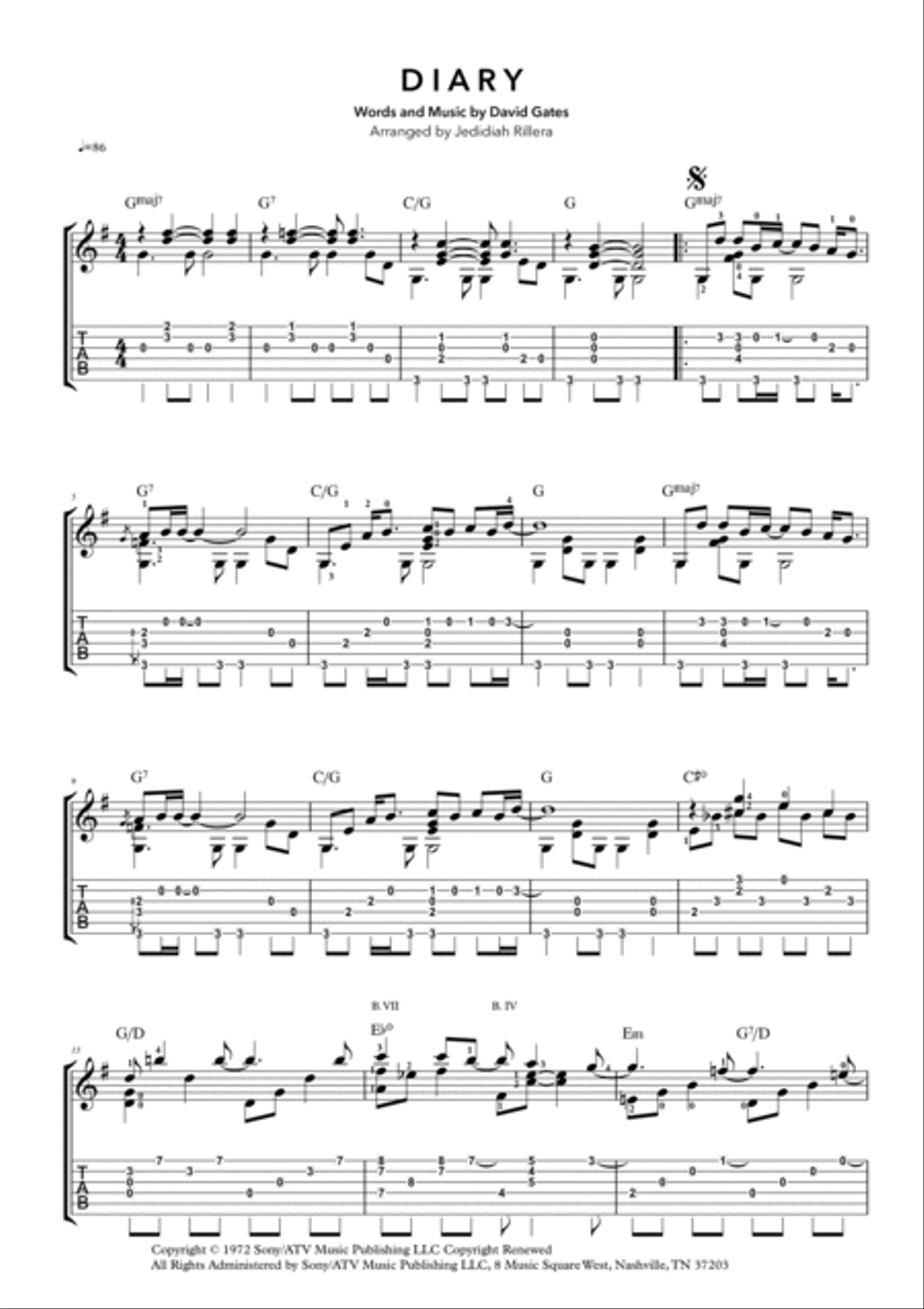 Diary Guitar Tablature scores gallery preview page 2