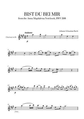 Johann Sebastian Bach - Bist du bei Mir (BWV 508) (G major) for Clarinet in Bb Solo