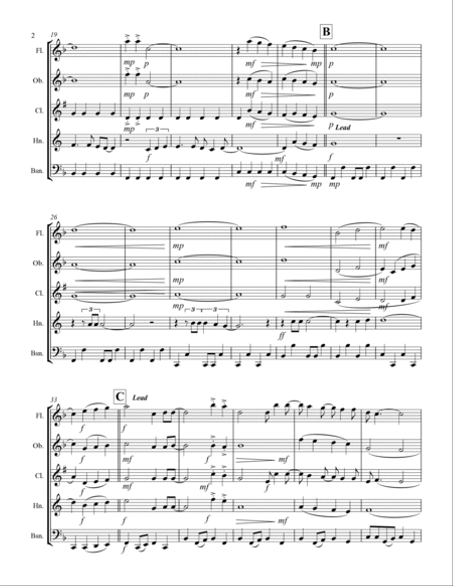 Sweet Caroline Woodwind Quintet scores gallery preview page 3
