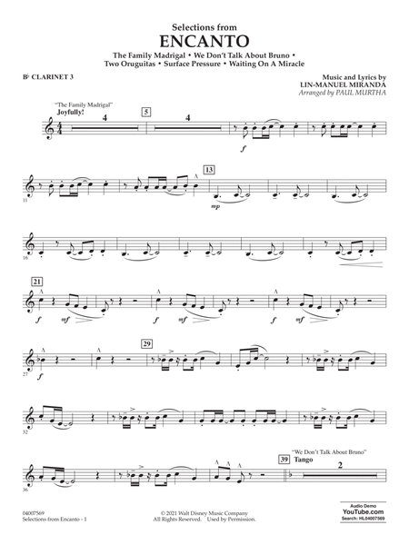 Selections from Encanto (arr. Paul Murtha) - Bb Clarinet 3