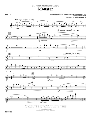 Book cover for Monster (from Frozen The Broadway Musical) (arr. Mark Brymer) - Flute