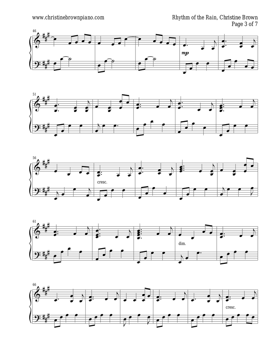 Rhythm of the Rain Piano Solo scores gallery preview page 4