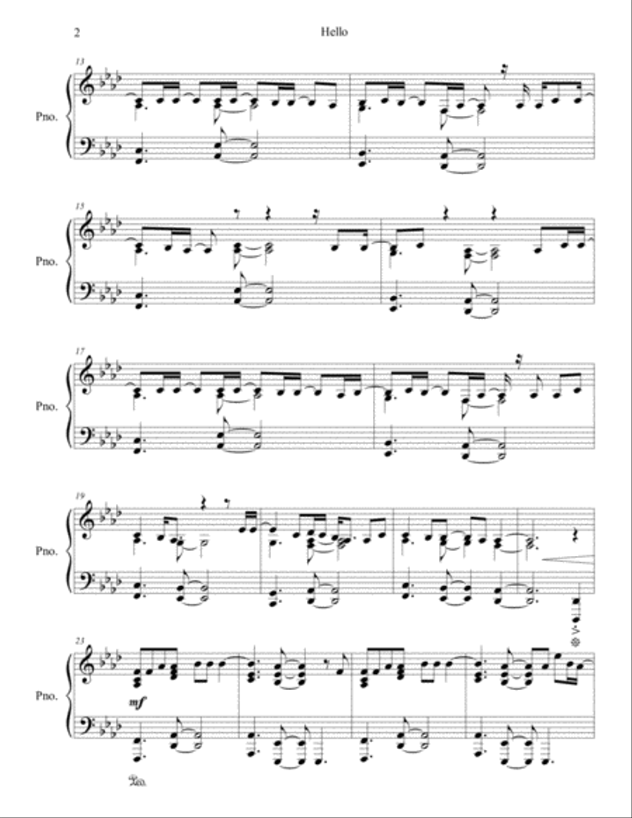 Hello Piano Solo scores gallery preview page 2