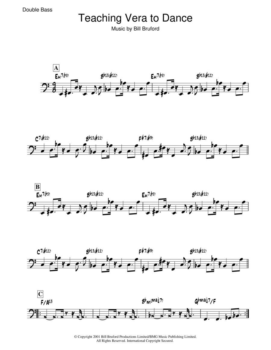 Teaching Vera To Dance Teaching Vera To Dance Bass Guitar scores gallery preview page 1