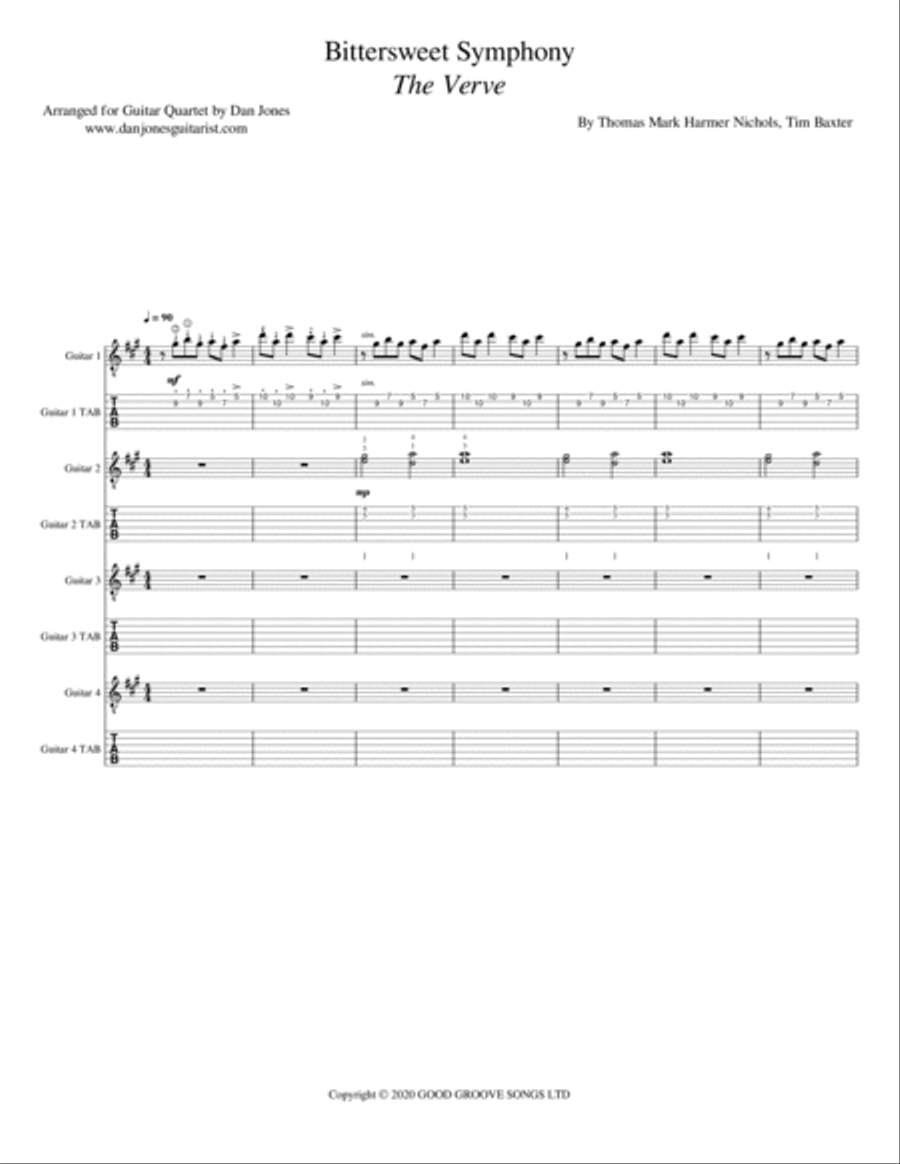 Bittersweet Symphony Acoustic Guitar scores gallery preview page 2