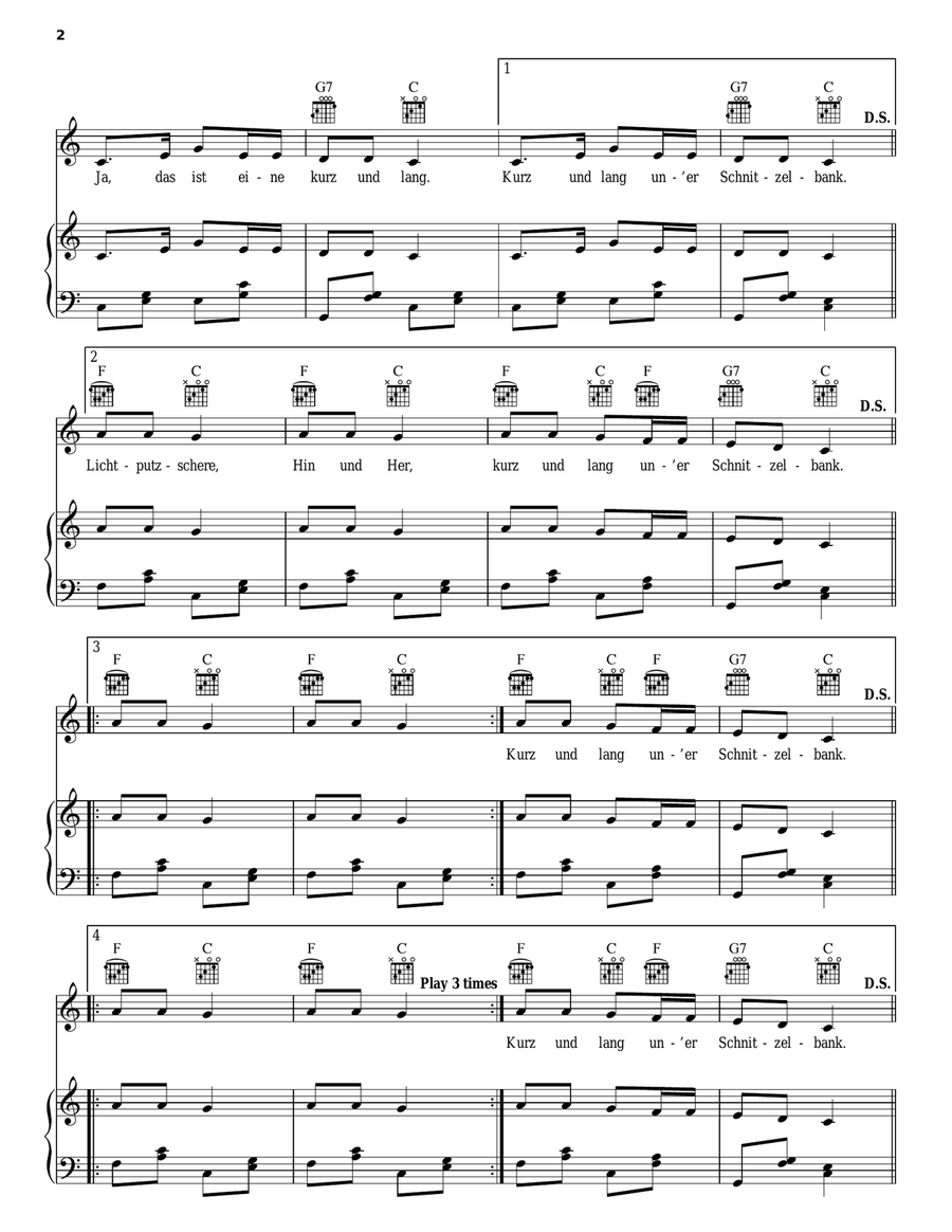 Schnitzelbank Piano, Vocal, Guitar scores gallery preview page 2