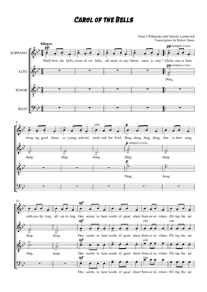 Carol of the Bells - SATB transcription