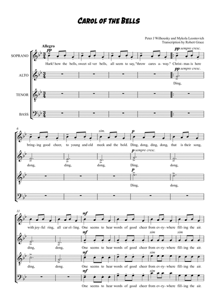 Carol of the Bells - SATB transcription image number null