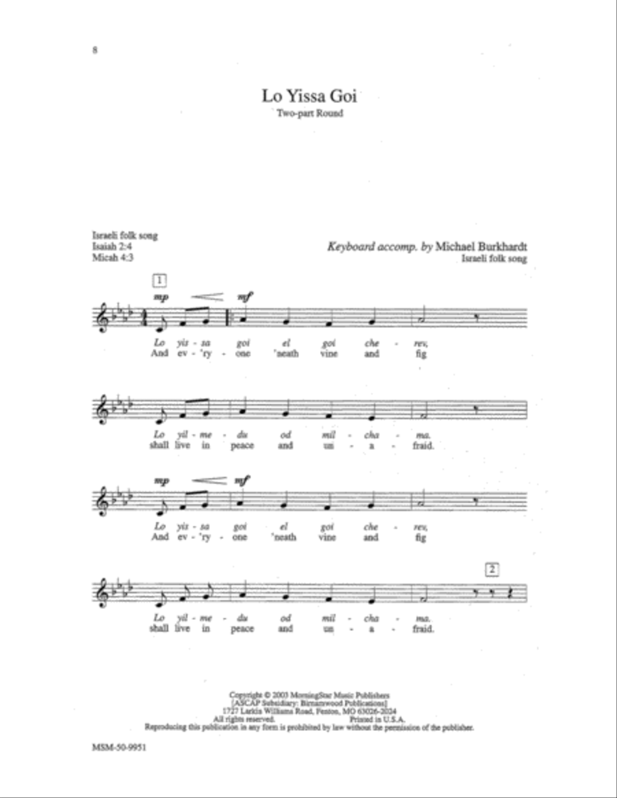 Shalom Chaverim: A Collection of Hebrew Canons Unison Choir scores gallery preview page 5